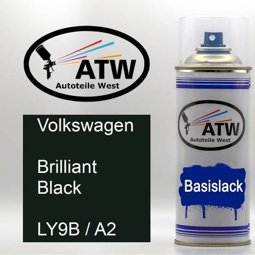 Volkswagen, Brilliant Black, LY9B / A2: 400ml Sprühdose, von ATW Autoteile West.